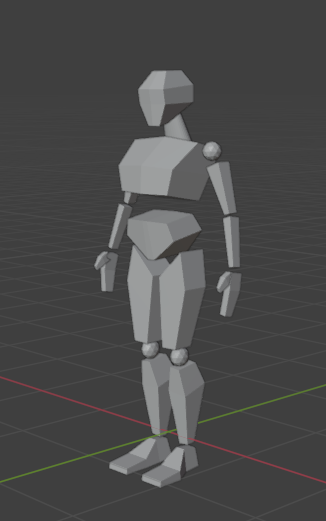 3D model of a man made up of rough block shapes from an angle